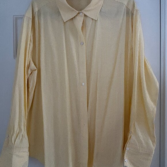 Tuckernuck Lemon Seersucker Stripe Nadine Button Down - Yellow Stripe / XL - Picture 2 of 9